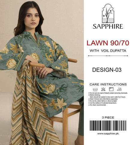 Sapphire Lawn Volume >Eid Collection 2024 9TC)